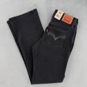 Levis Superlow Bootcut Jeans Womens Washed Black Rhinestone Low Rise Sz 27x32